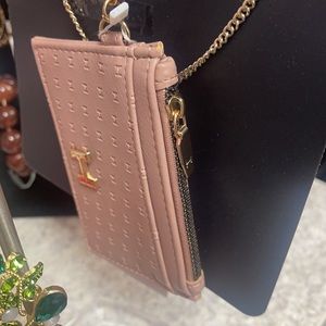 NWT Halston Faux Leather Logo Card Case - Tan